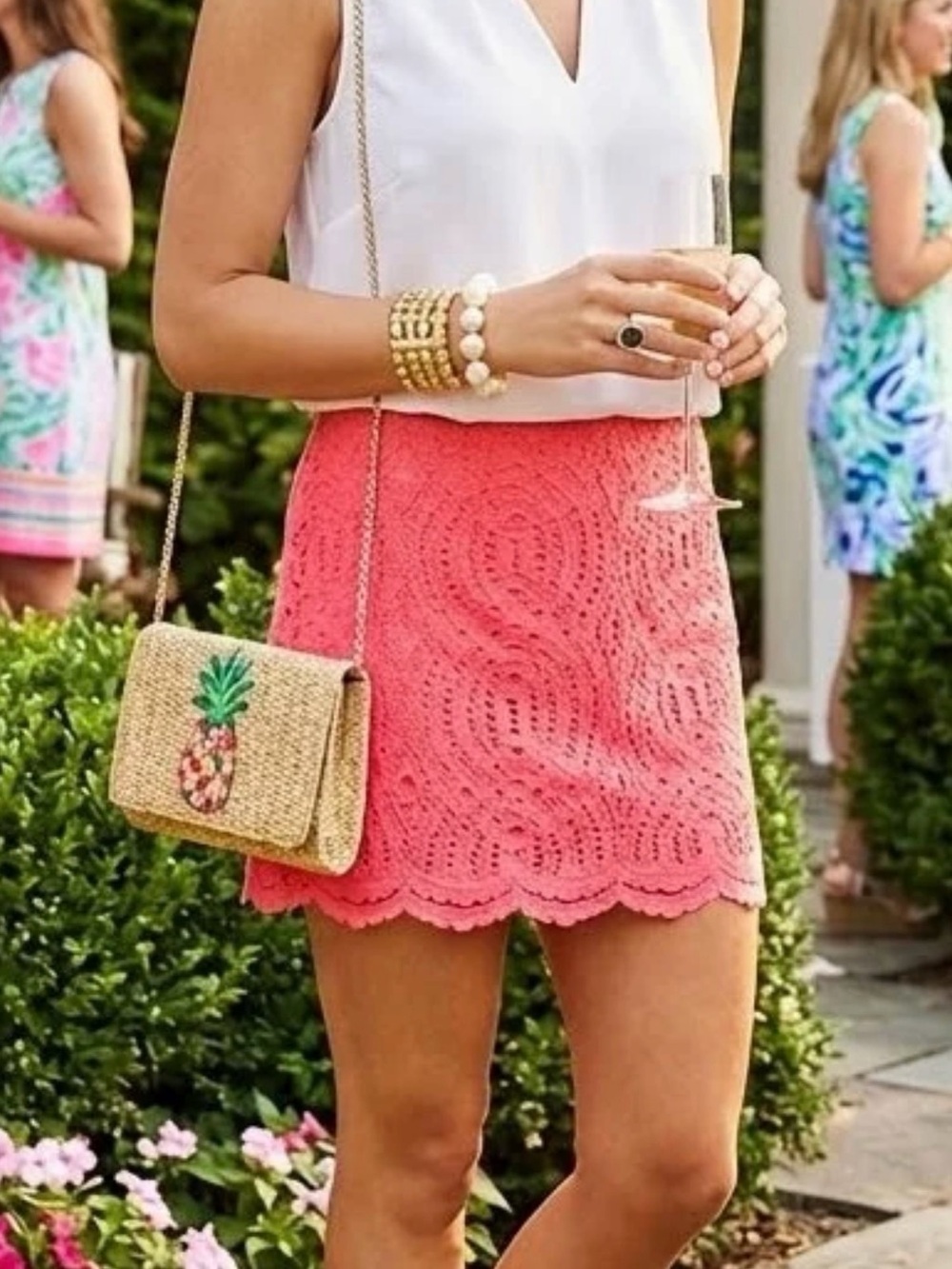 Lilly Pulitzer Alice Skort Coral Pink Eyelet Stretch Women's size 4